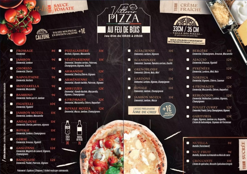 Vittorio Pizza — carte page 1