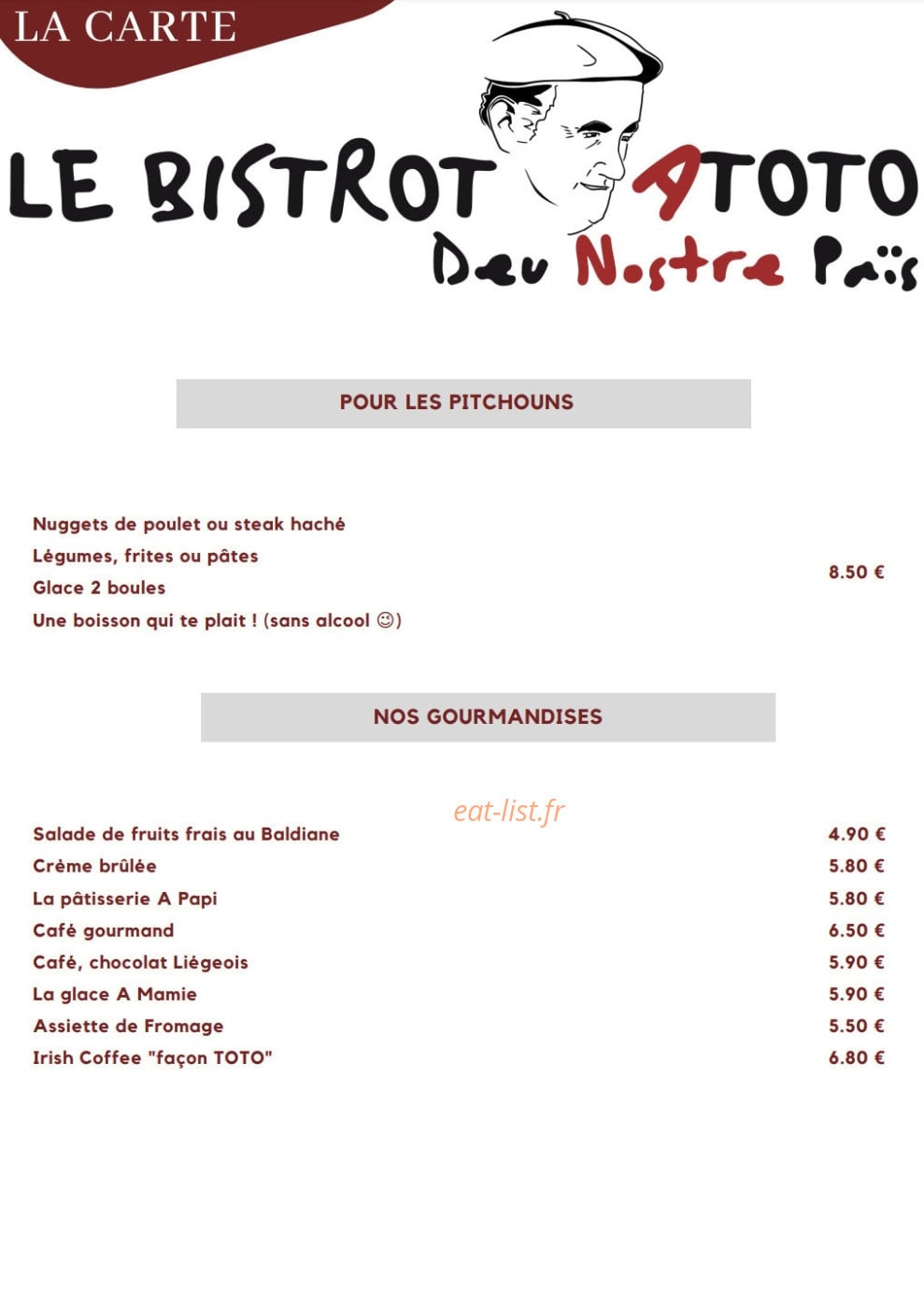 Le Bistrot à Toto — carte page 2