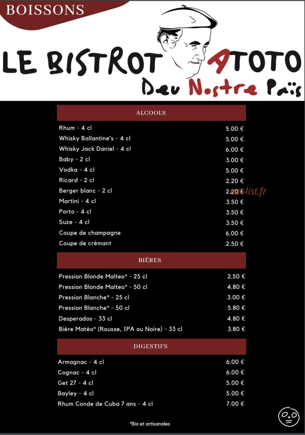 Le Bistrot à Toto — carte page 4