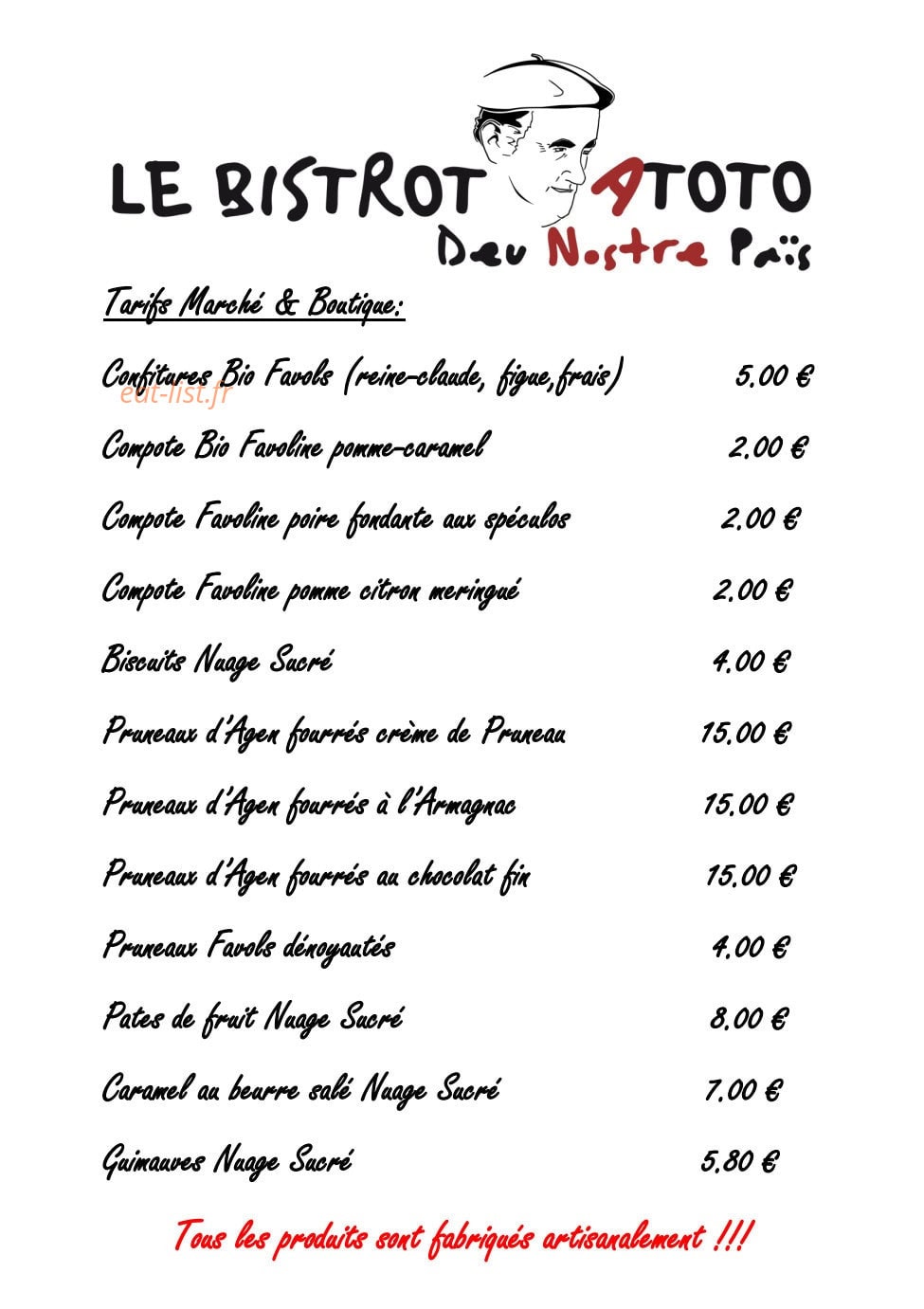 Le Bistrot à Toto — carte page 3