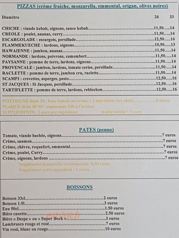 Les Pizz' à Fred — carte page 2
