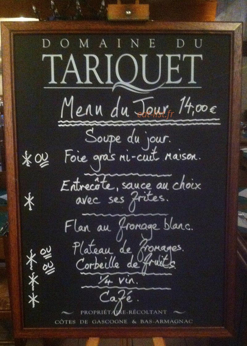 Auberge des Moulins — carte page 1