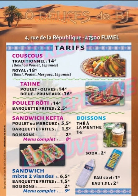 Ô Délices de BJ — carte page 1