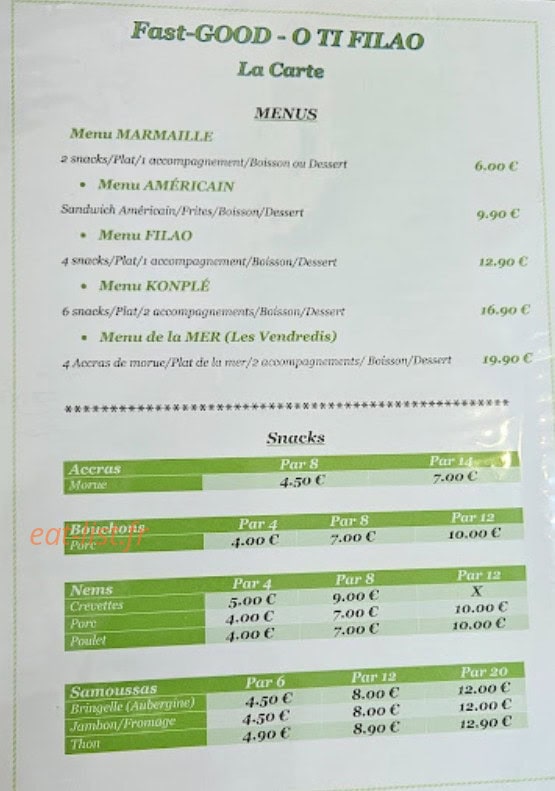 O Ti Filao — carte page 1