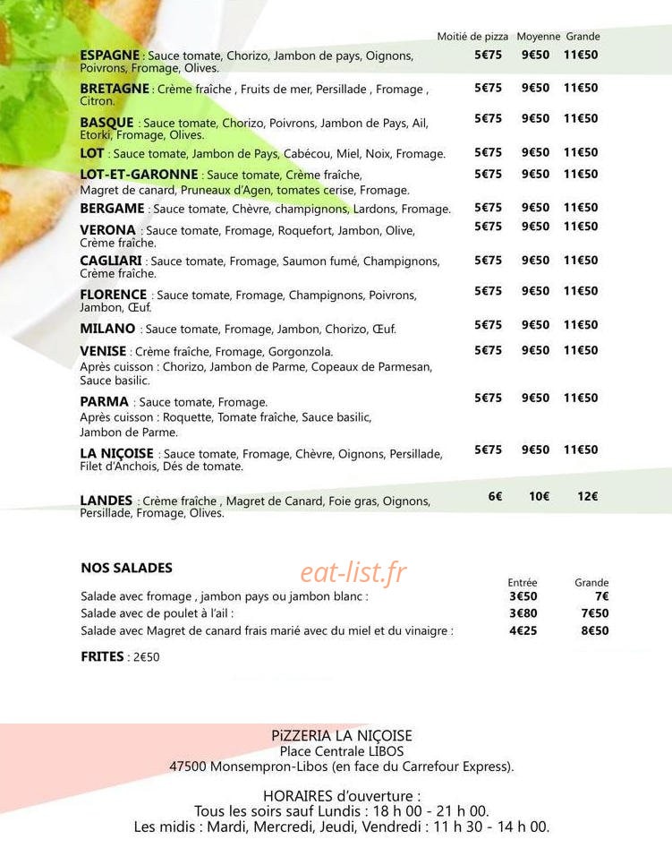 La Niçoise — carte page 2