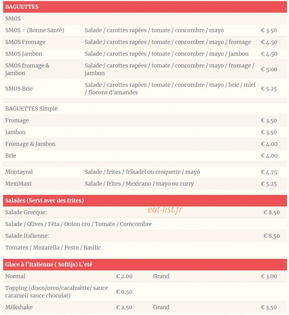 Friterie Chez Yvonne — carte page 2