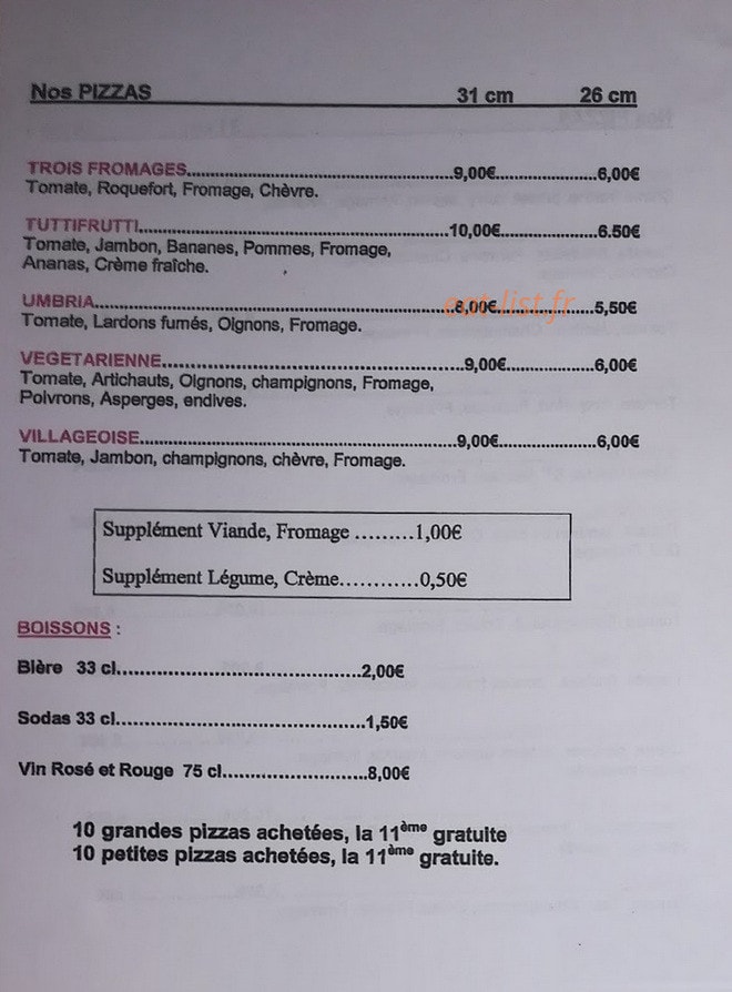 Carte et menu de Pizzeria Le Gepetto à Montayral — Les pizzas page 4 et boissons