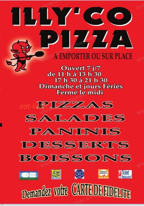 Illy'co Pizza — carte page 1