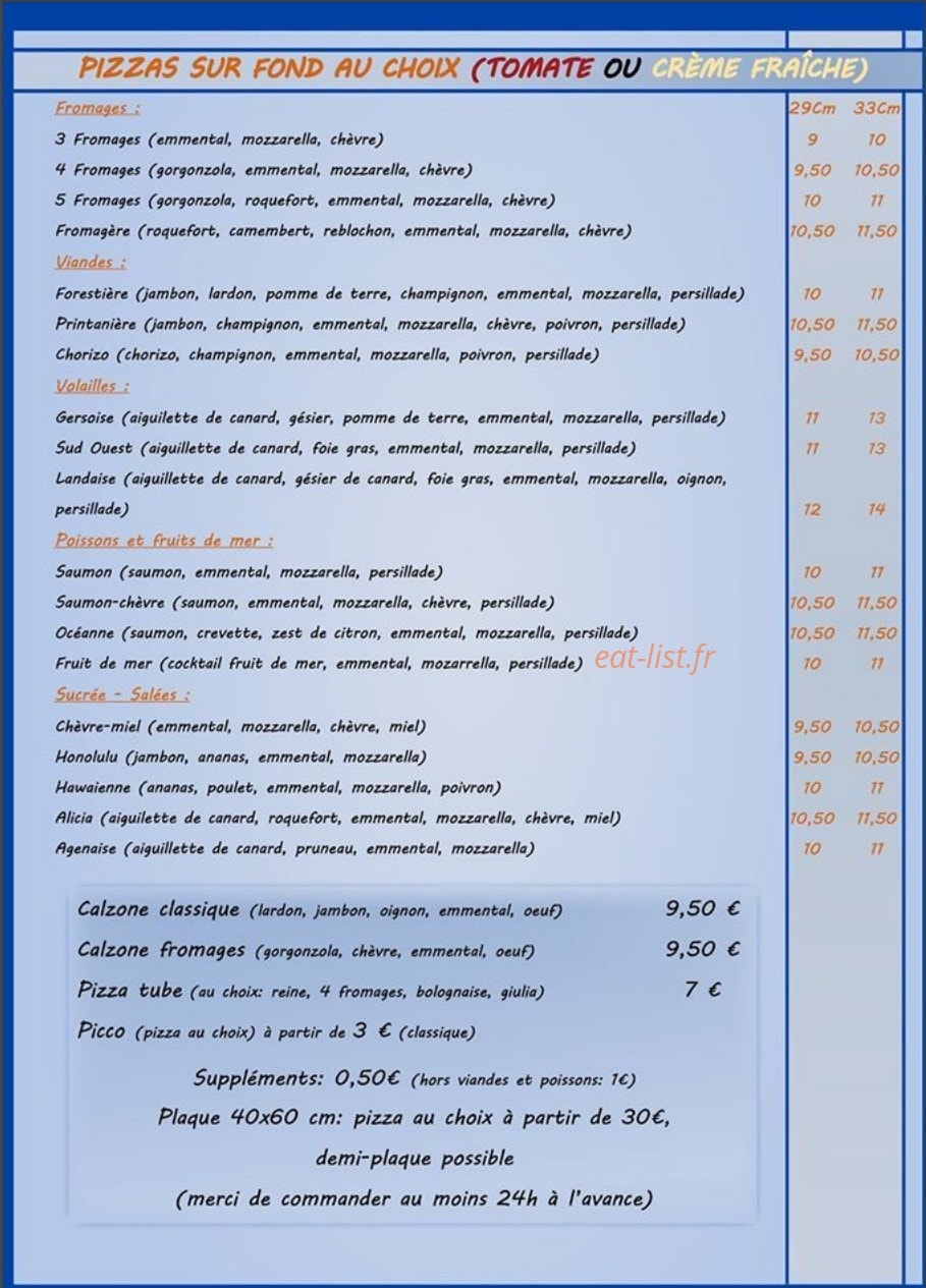 Pizza olive — carte page 1