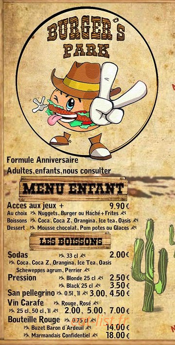 Burger's Park — carte page 1