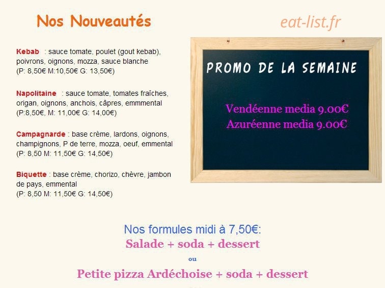 Sud Pizza — carte page 7