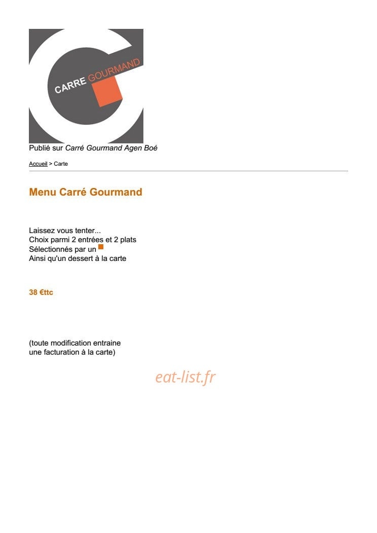 Carré Gourmand — carte page 1