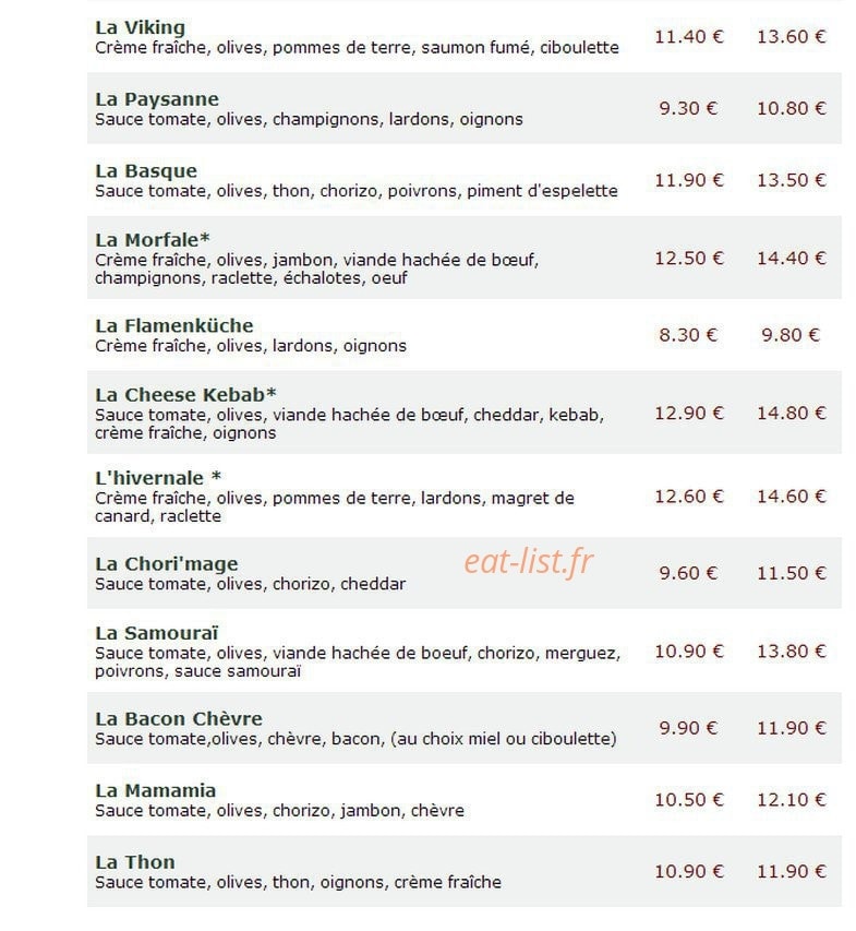 Le Kiosque à Pizzas — carte page 3