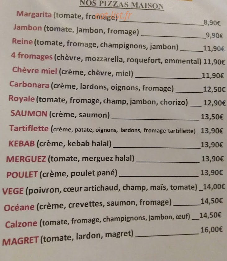 Mix Ta Pizza — carte page 1