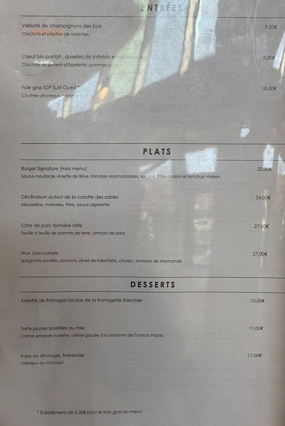Le Bistrot du Lot-et-Garonne — carte page 1