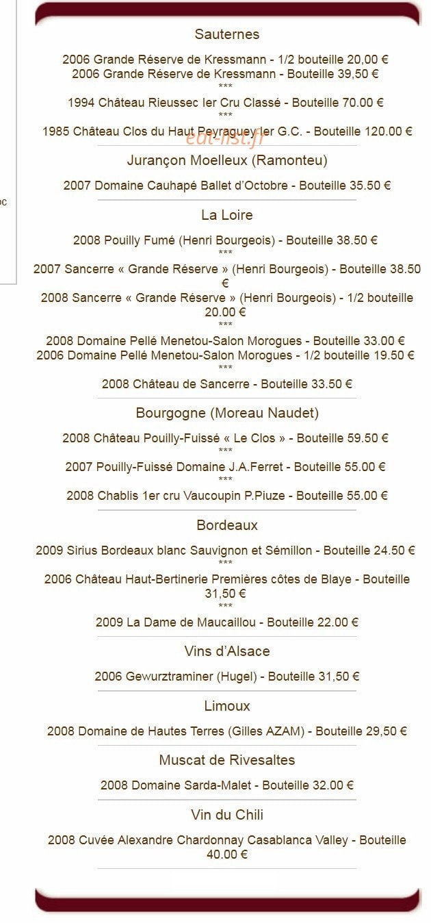 La Vieille Auberge — carte page 9