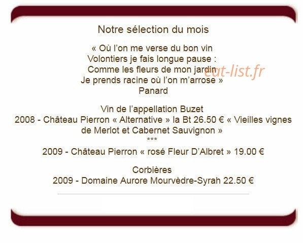 La Vieille Auberge — carte page 6