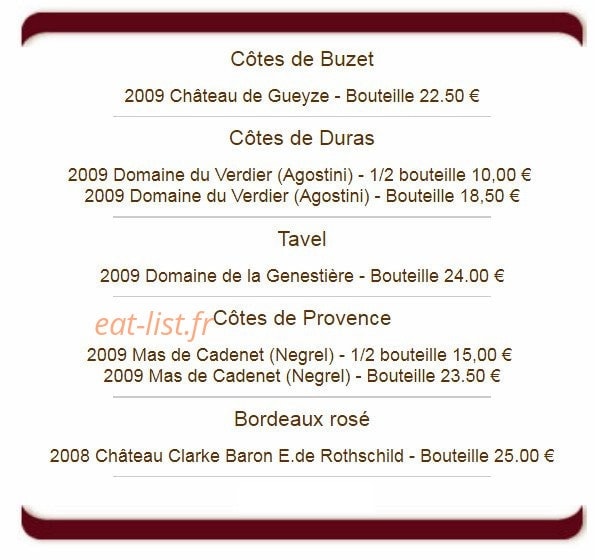 La Vieille Auberge — carte page 8