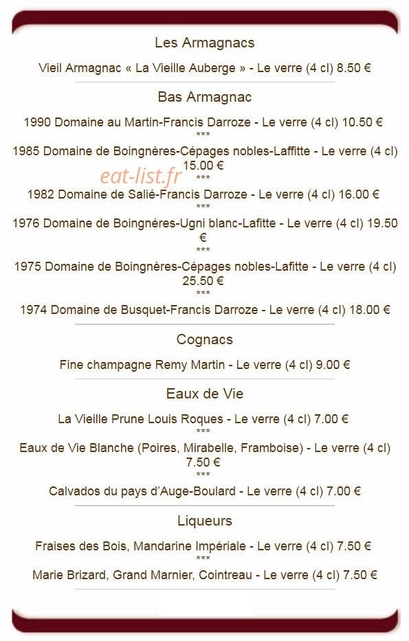 La Vieille Auberge — carte page 13