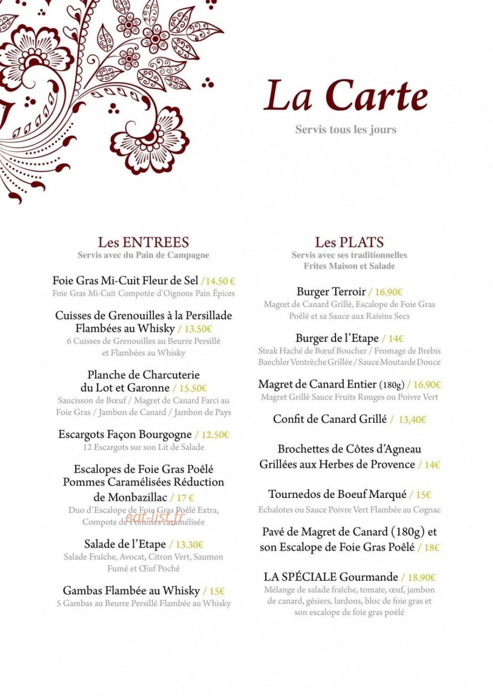 L'Etape Gasconne — carte page 2