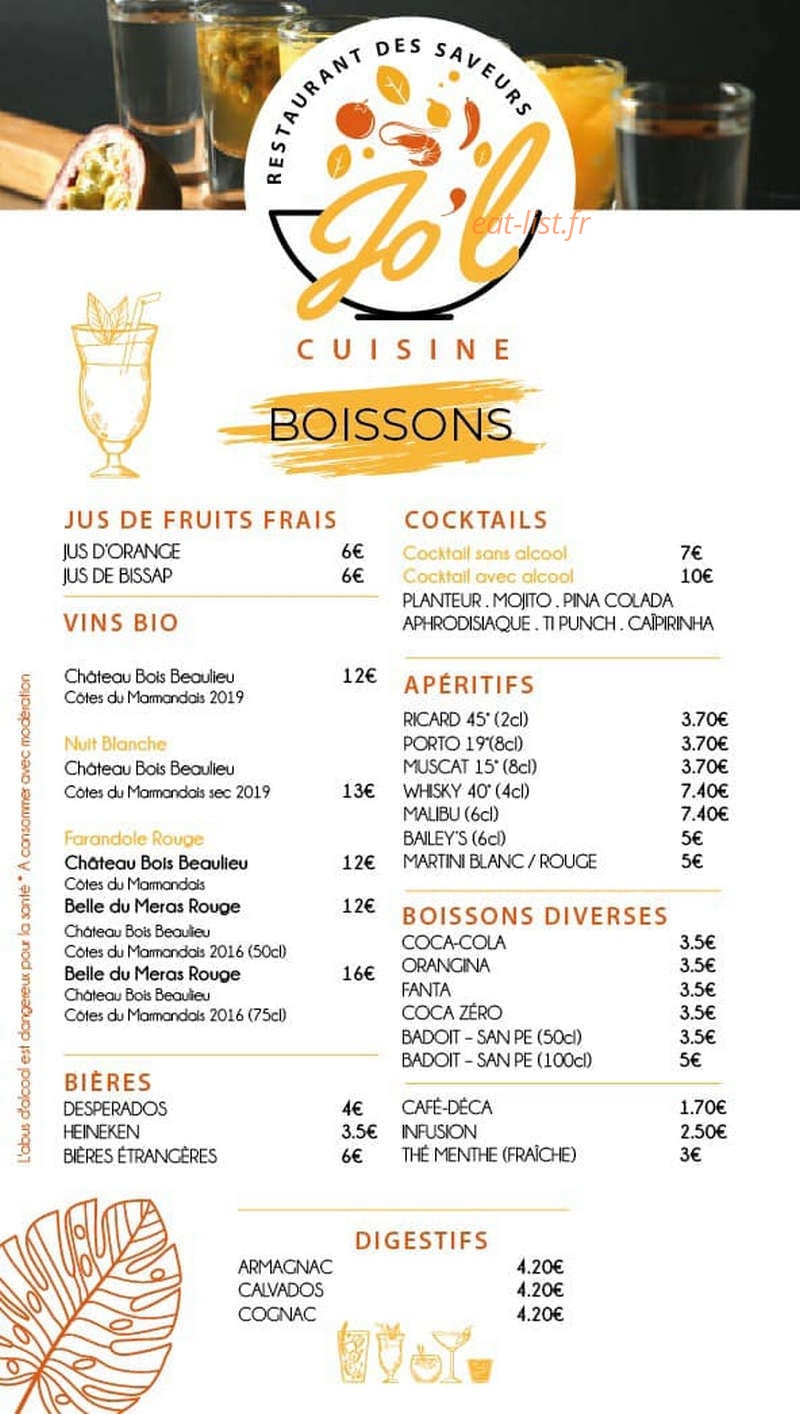 Jo'l Cuisine — carte page 6