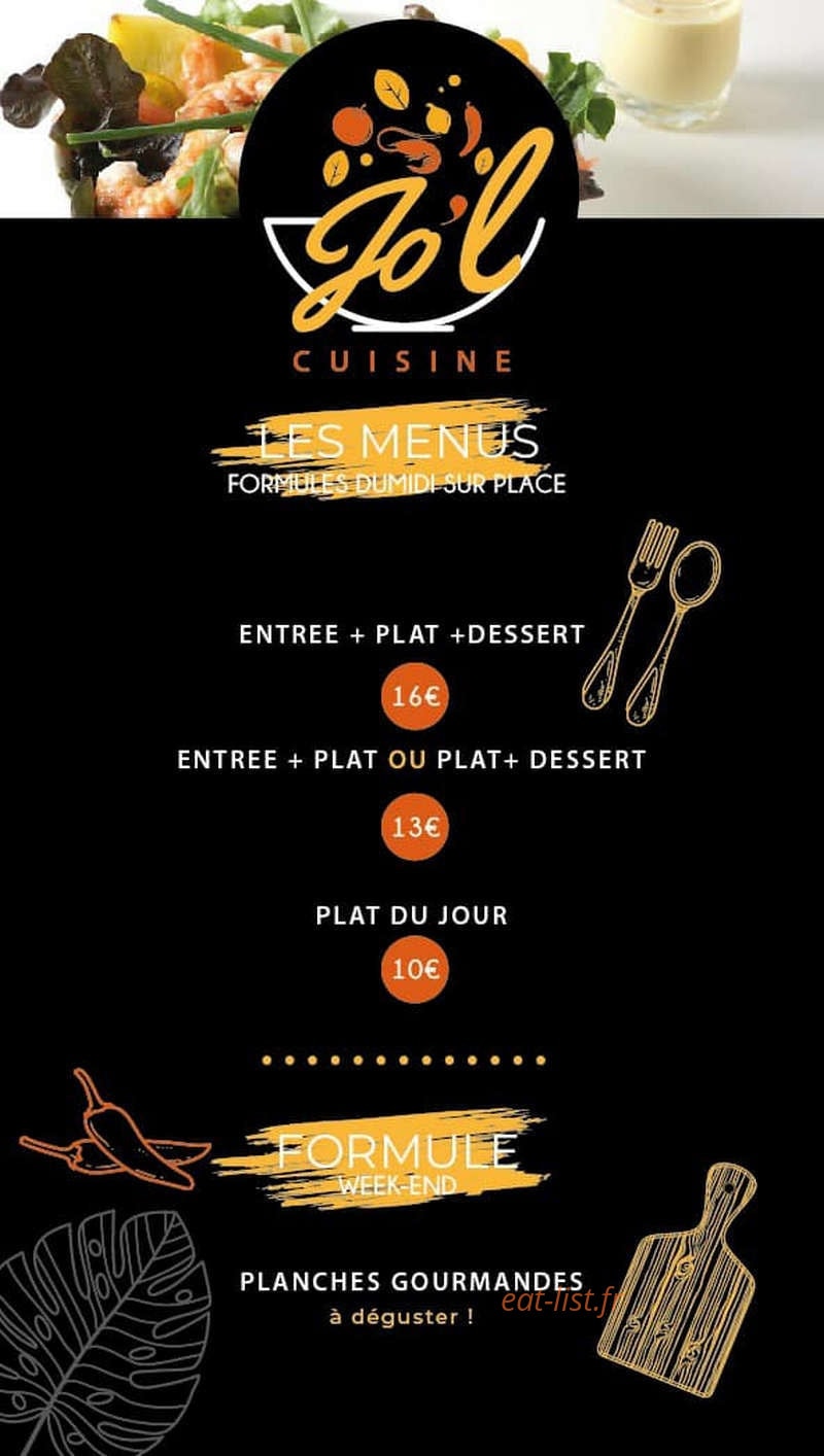Jo'l Cuisine — carte page 3