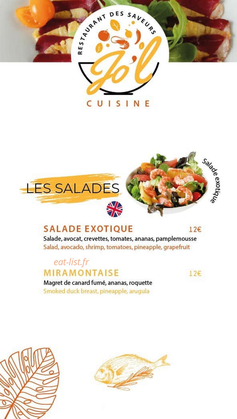 Jo'l Cuisine — carte page 4