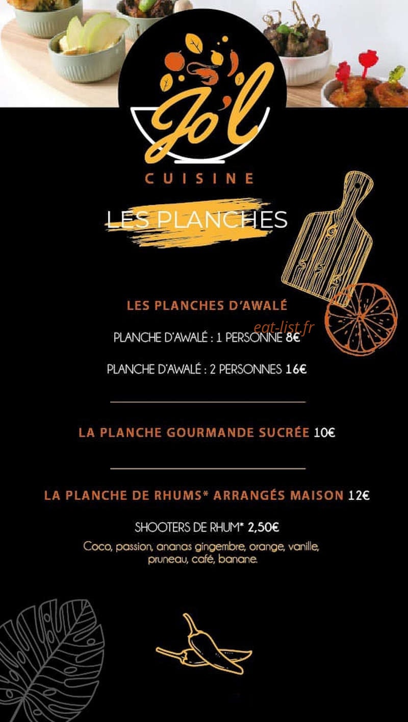 Jo'l Cuisine — carte page 2