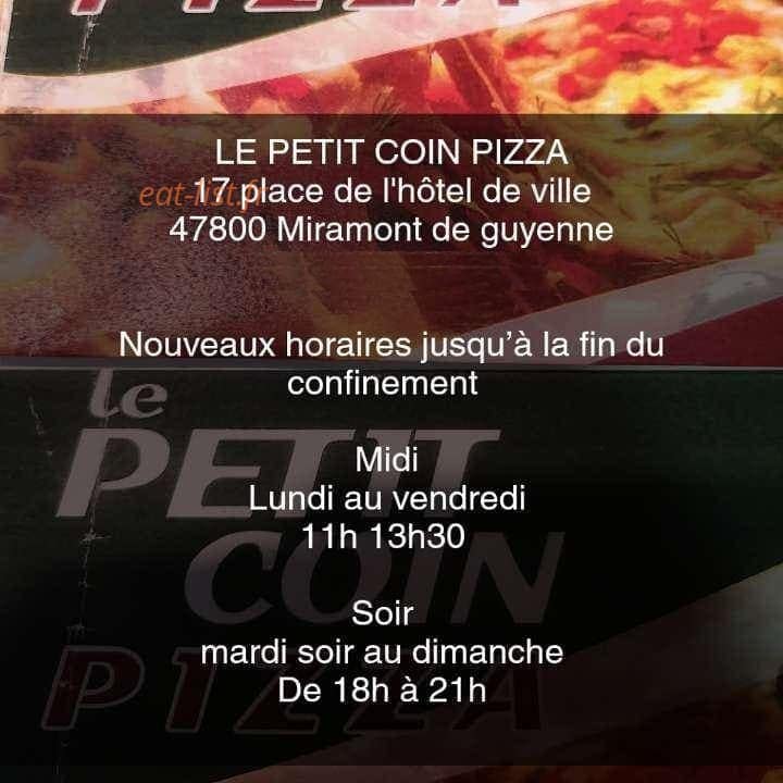 Le Petit Coin Pizza — carte page 1