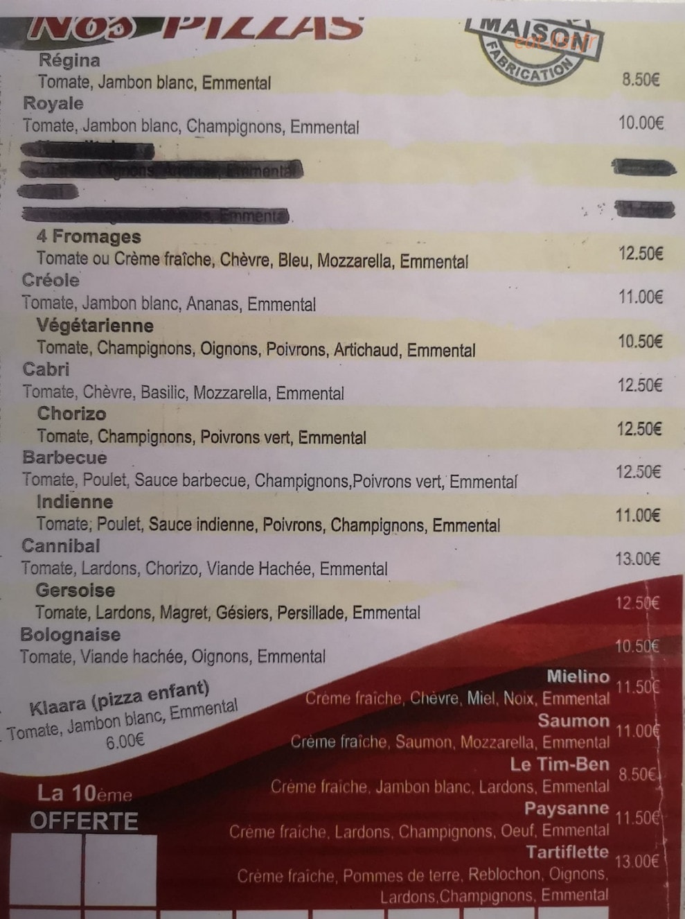 Le Petit Coin Pizza — carte page 2