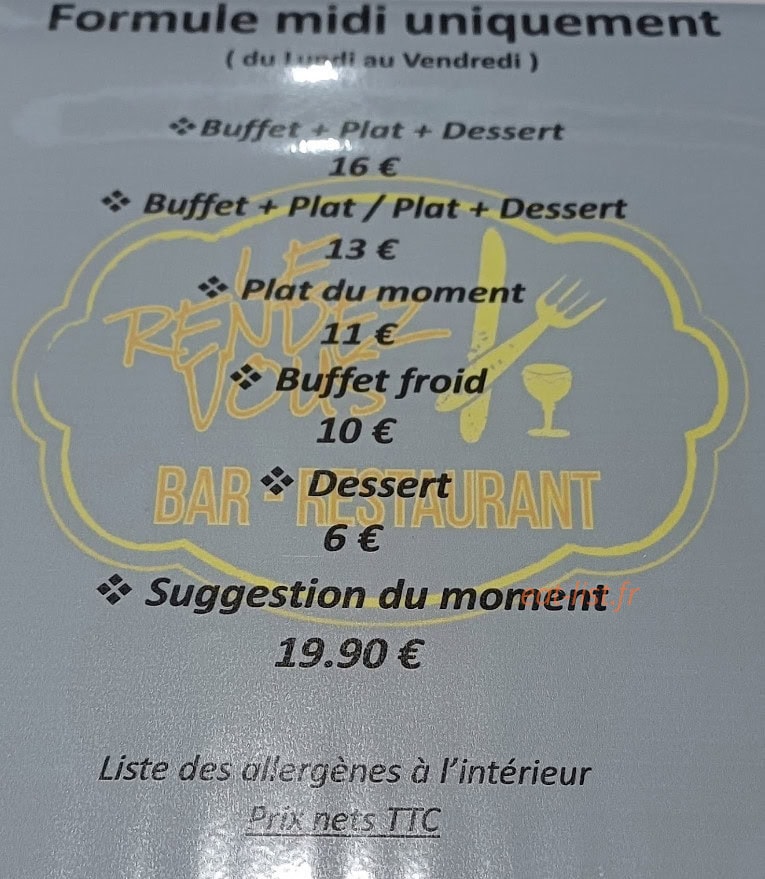 Le Rendez Vous — carte page 1