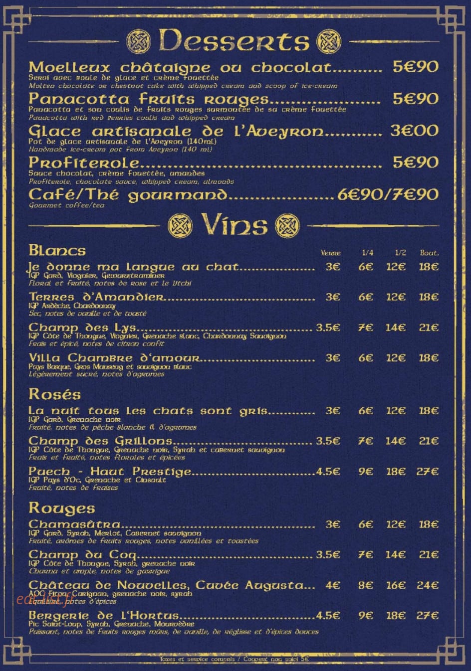 Irish Pub — carte page 4