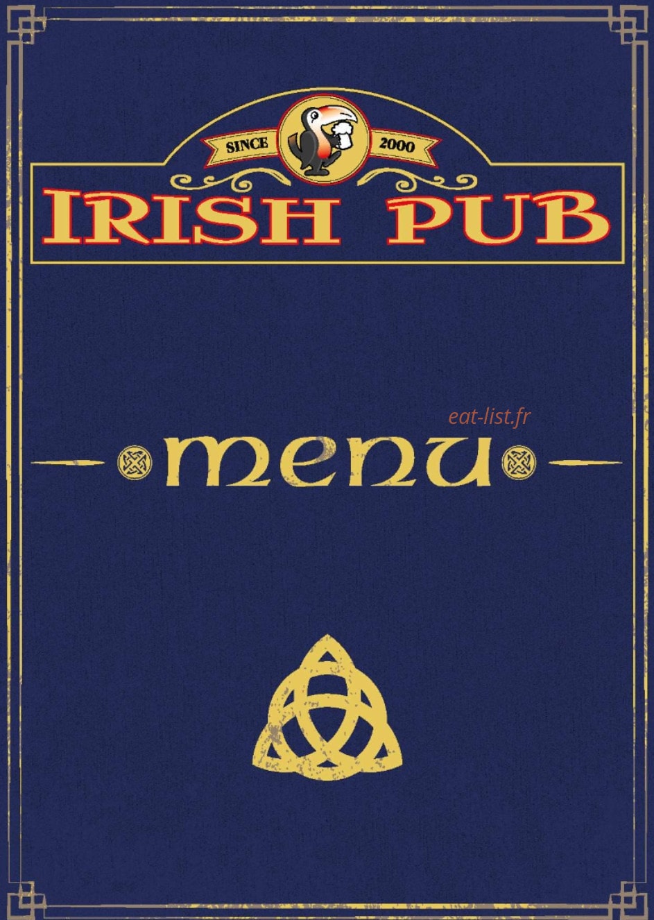 Irish Pub — carte page 1