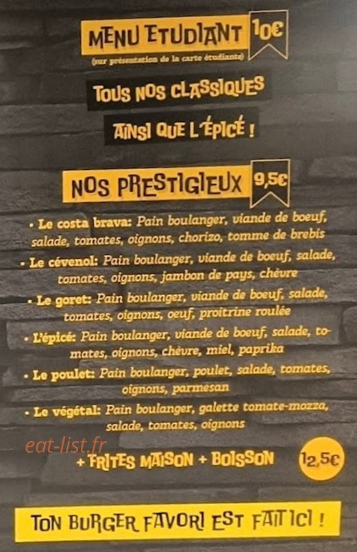 L’artisan du burger — carte page 1
