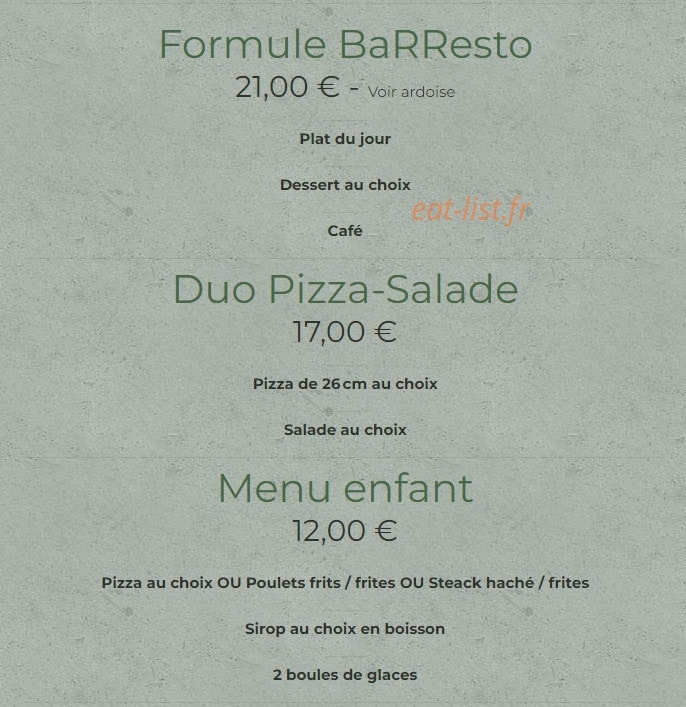 Le BaRResto — carte page 1