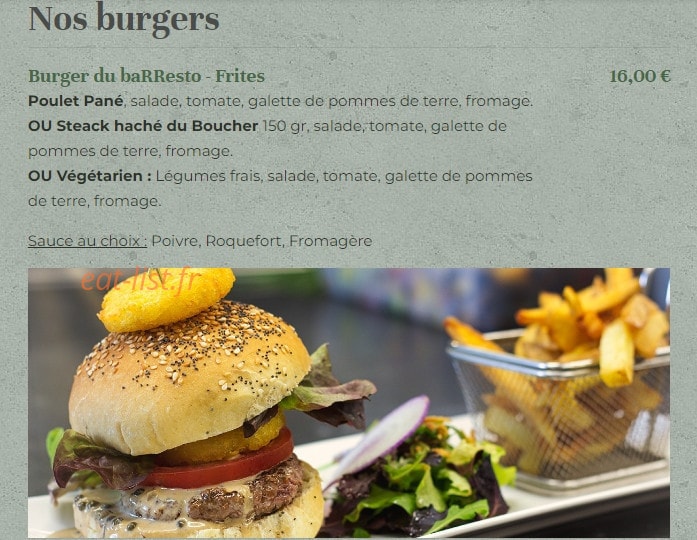 Le BaRResto — carte page 5