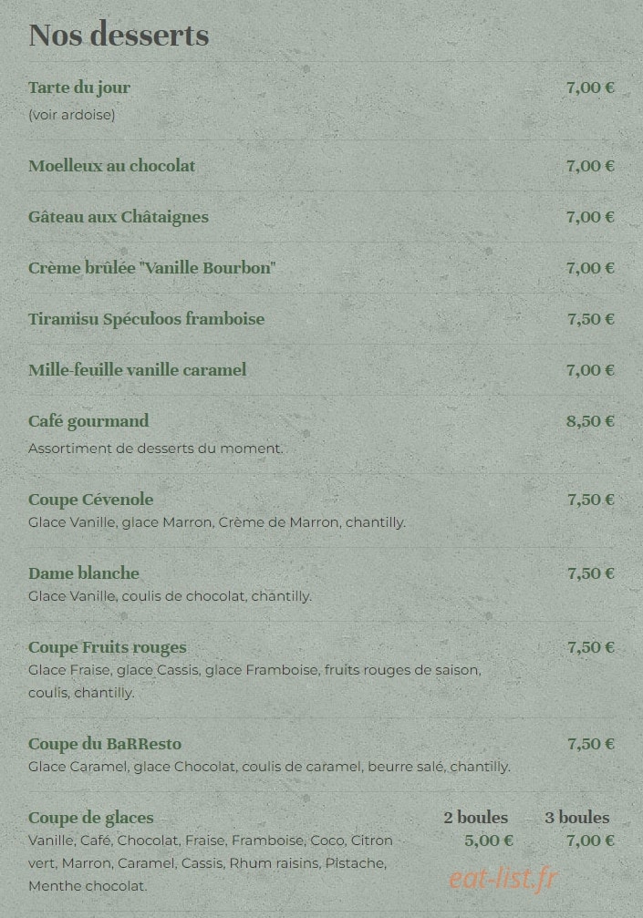 Le BaRResto — carte page 6