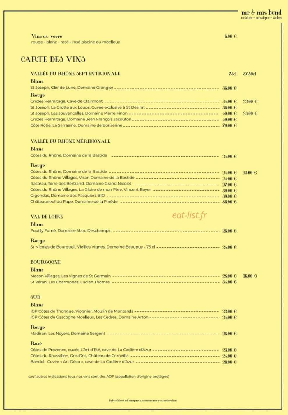 Mr & Mrs Bund — carte page 4