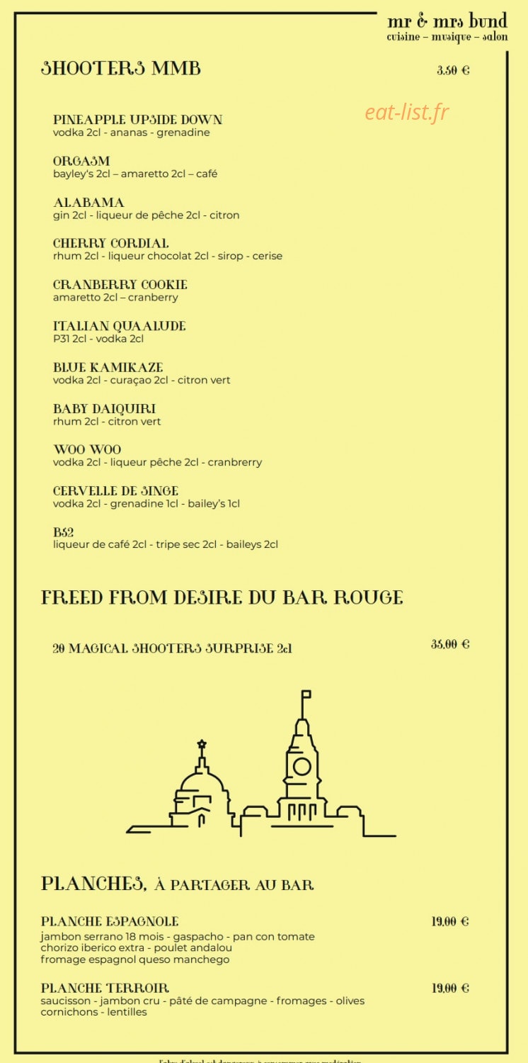 Mr & Mrs Bund — carte page 9