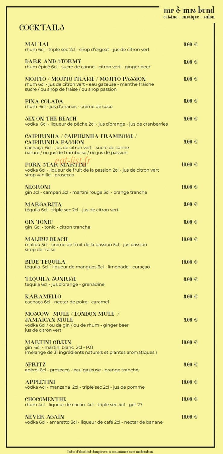 Mr & Mrs Bund — carte page 6