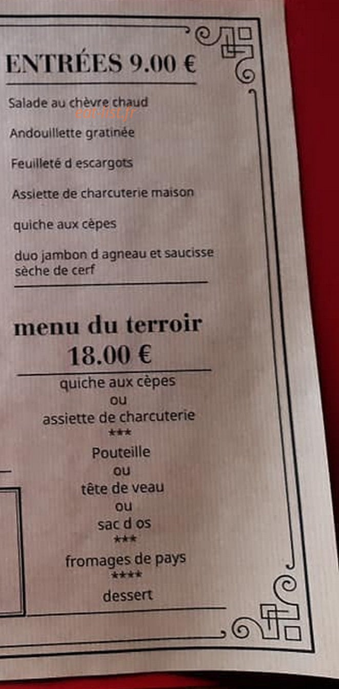 L'Auberge Du Col — carte page 1