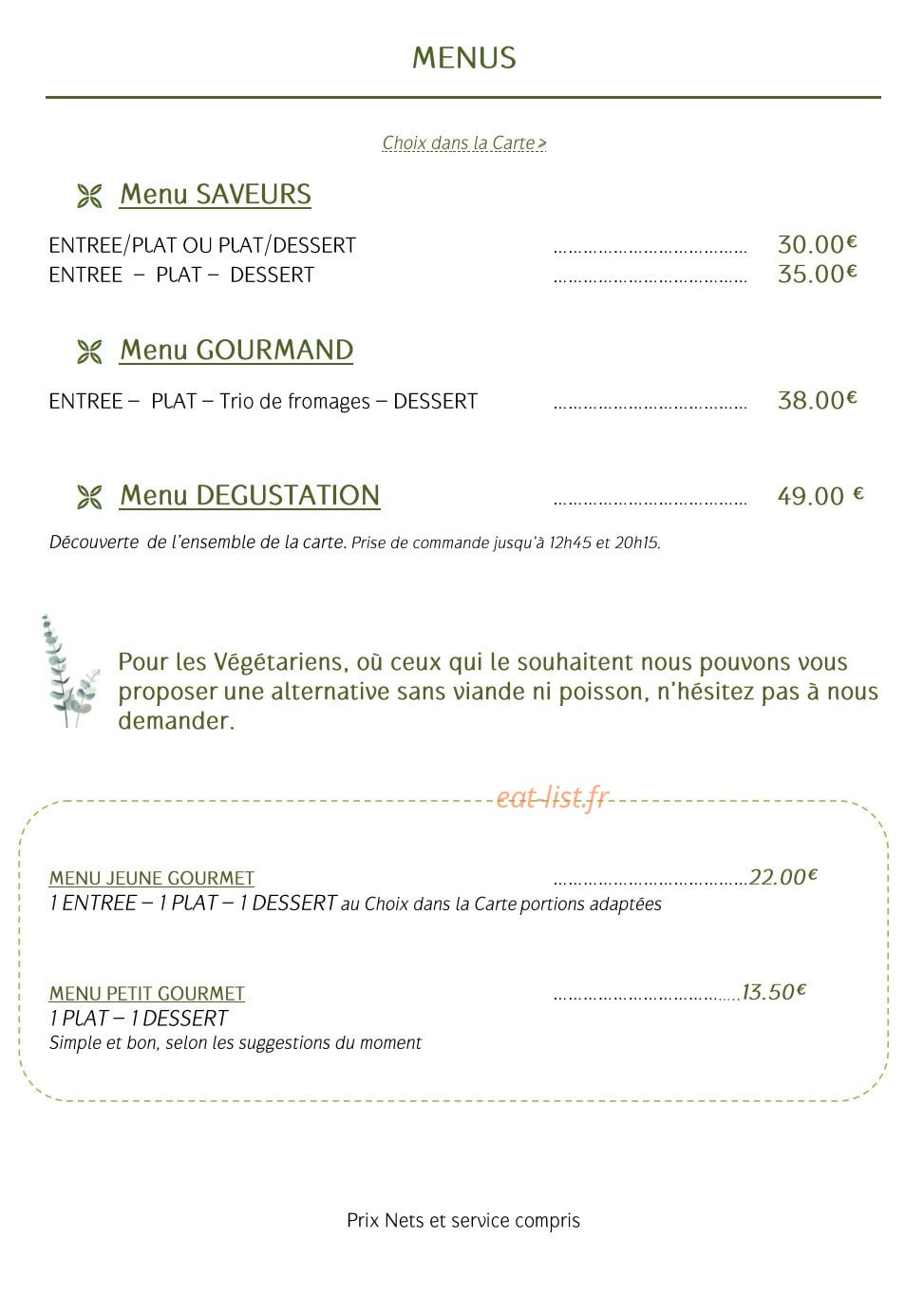 Délices Lamarque — carte page 1