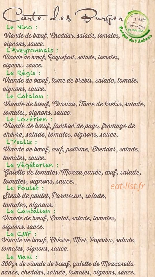 Fast Burger 48 — carte page 1