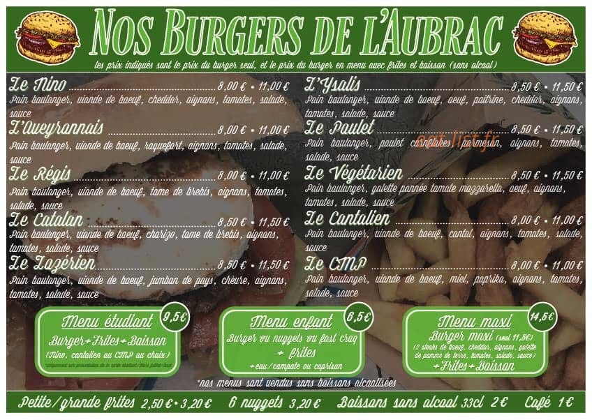 Fast Burger — carte page 1