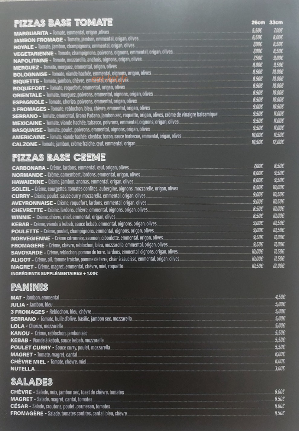Kamachau pizza — carte page 2