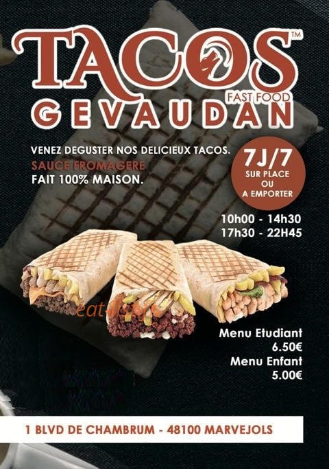 Tacos Gevaudan — carte page 1