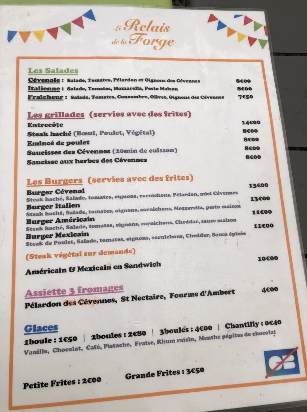 Le Relais de la Forge — carte page 1