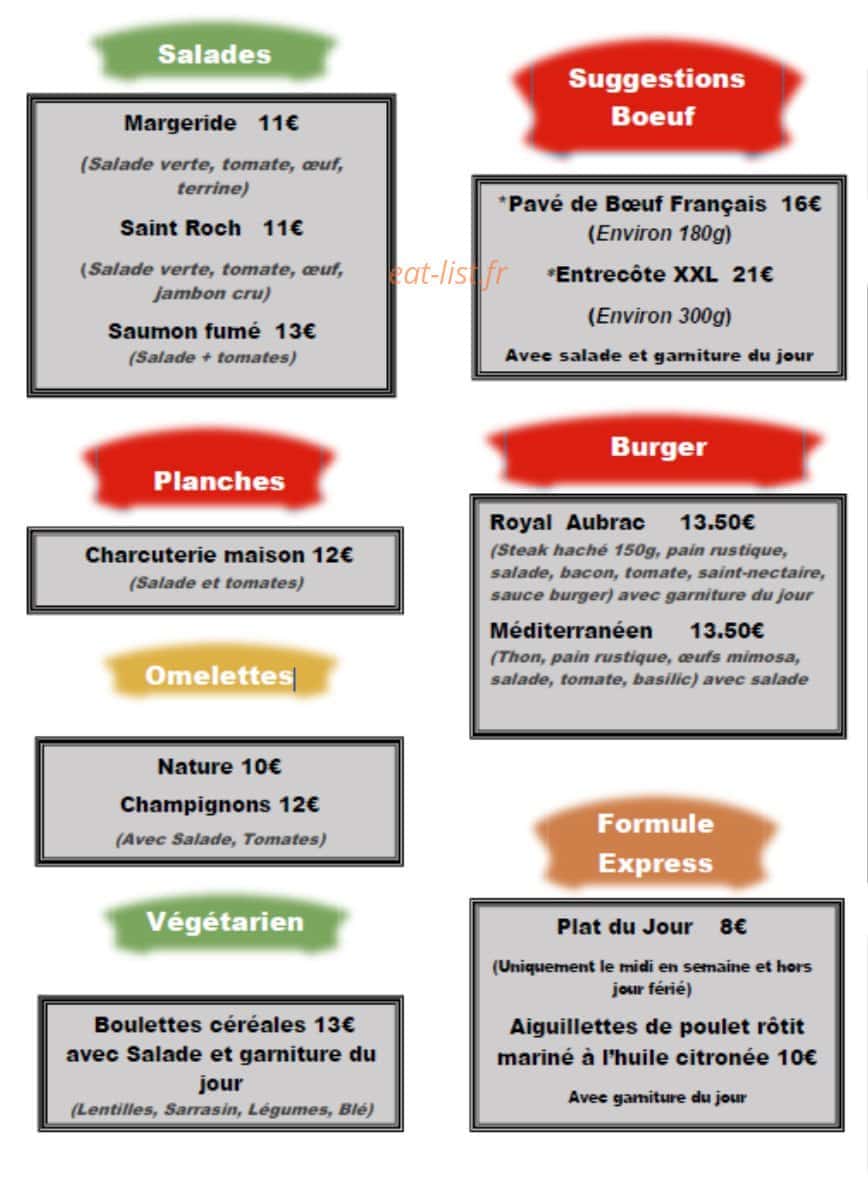 Auberge Saint Jacques — carte page 1
