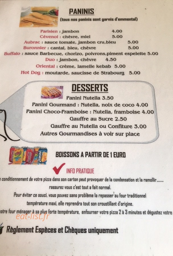 L'Atelier des Pizzas — carte page 3