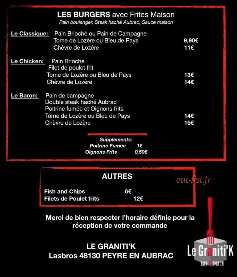 Le Graniti'k — carte page 1